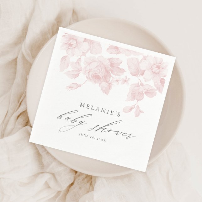 Elegant blomstergrafik Rosa Bebisens Dag Pappersservett (Skapare uppladdad)