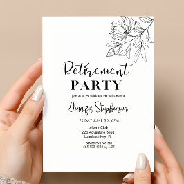 Elegant Blomstergrafik Typografi Pensionärsfest Inbjudningar