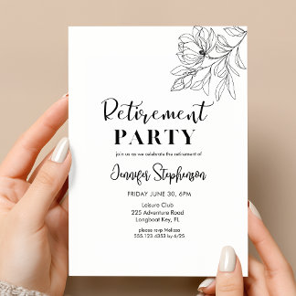 Elegant Blomstergrafik Typografi Pensionärsfest Inbjudningar