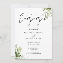 Elegant blomstergrön engagementfest inbjudningar