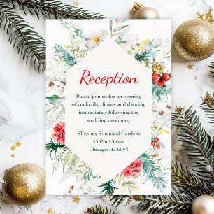 Elegant blomstergrönska Vinterbröllopsreception Tilläggskort