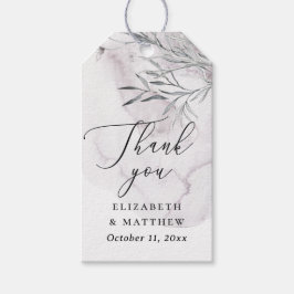 Elegant blomstergudaktig dammig lila bröllop tack presentetikett