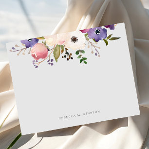 Elegant blomstergul lila personlig brevpapper anteckningskort