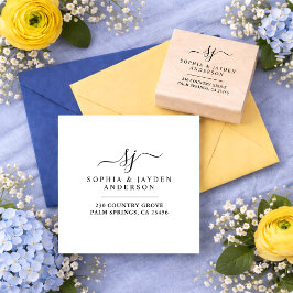 Elegant blomstergul och blå akvarellbröllop stämpel