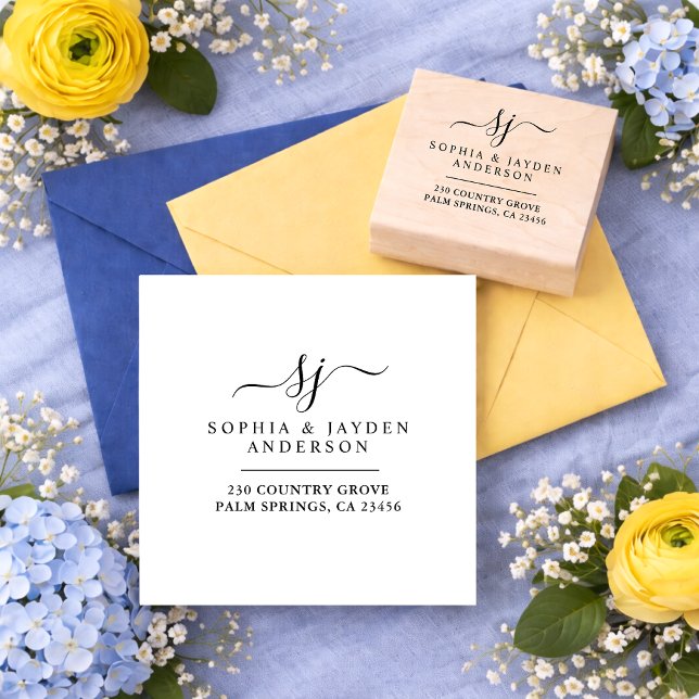 Elegant blomstergul och blå akvarellbröllop stämpel (Skapare uppladdad)