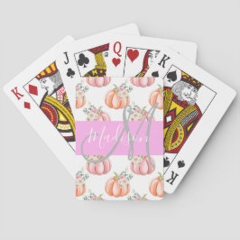 Elegant blomstergul vit rosa peach pumpor monogram casinokort
