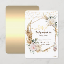 Elegant blomsterguld ram champagneglas RSVP Inbjudningar