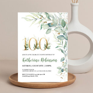 Elegant blomsterinbjudan till 100-årsfirande för h inbjudningar
