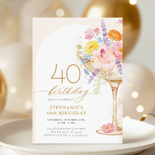 Elegant blomsterinbjudan till 40-årsfirande inbjudningar