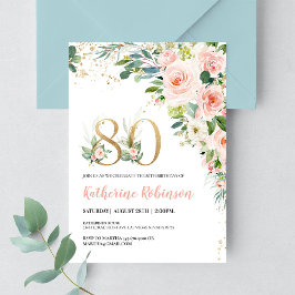 Elegant blomsterinbjudan till 80-års brunchfest inbjudningar