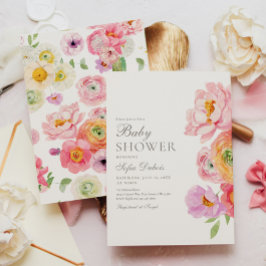 Elegant blomsterinbjudan till baby shower inbjudningar