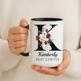 Elegant blomsterinitial specialdesignad muggpresen mugg