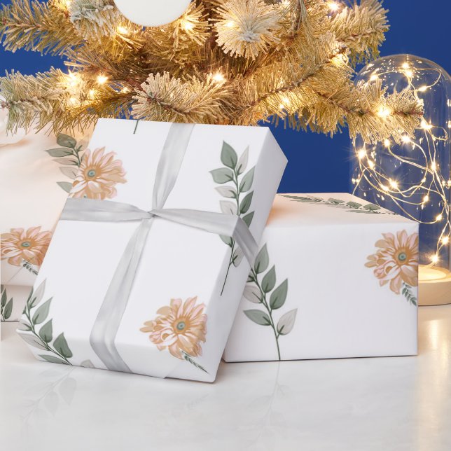 Elegant blomsterinpackningspapper – Persikoblomsin Presentpapper (Helgdagar)