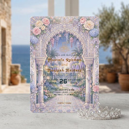 Elegant blomsterinspirerad islamsk bröllop inbjudningar