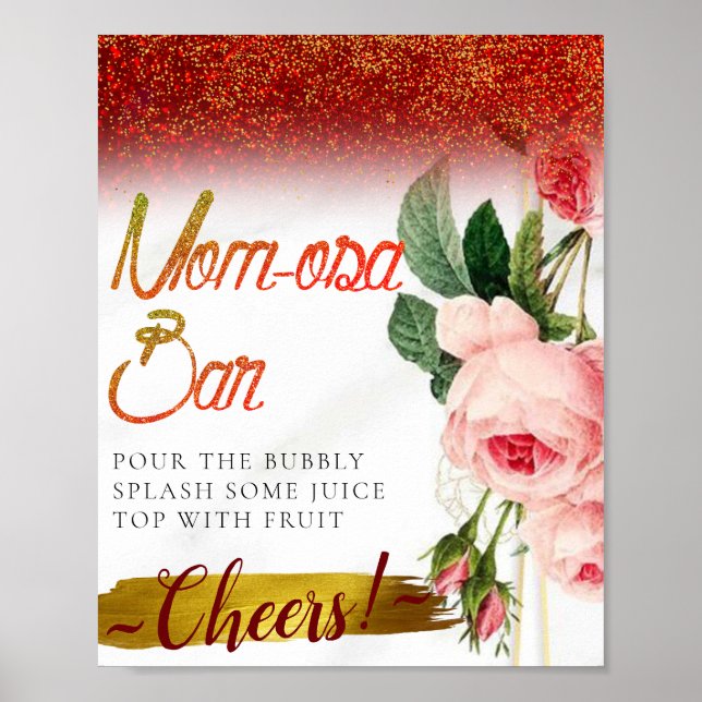 Elegant blomsterinspirerad Mimosa Bar-skylt Poster (Framsidan)