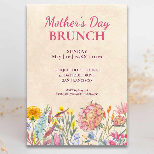 Elegant blomsterinspirerad morsdagsbrunch inbjudningar (Skapare uppladdad)