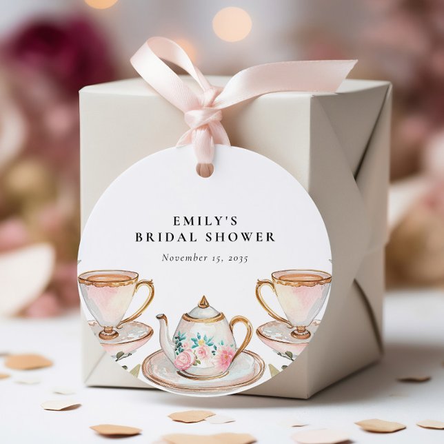 Elegant blomsterinspirerad tebjudning för brud gåvor etiketter (Skapare uppladdad)