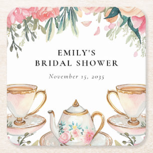 Elegant blomsterinspirerad temiddag bröllopsdusch underlägg papper kvadrat