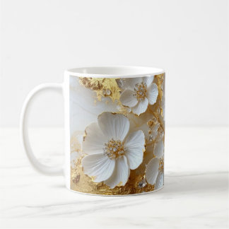 Elegant blomsterinspirerad trälåda och matchande m kaffemugg