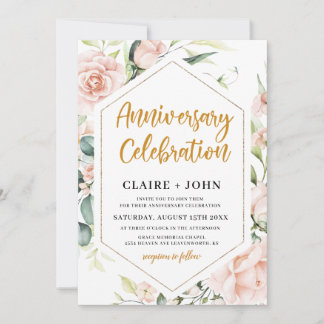 Elegant blomsterjubileum inbjudningar
