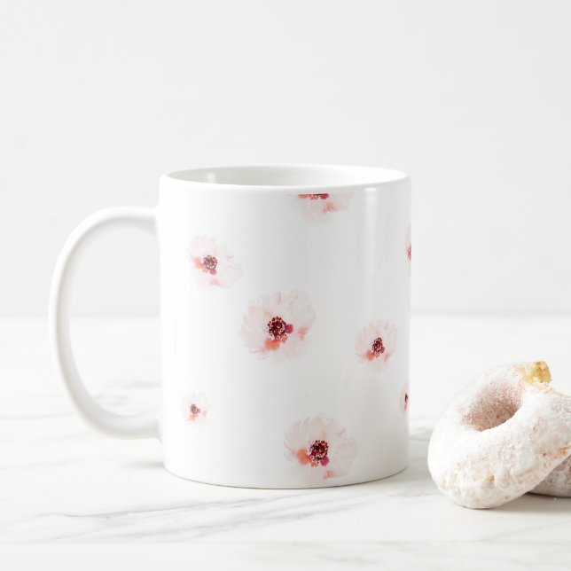 Elegant blomsterkaffekopp i akvarell kaffemugg (Med munk)