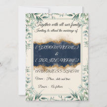 Elegant blomsterkant bröllopsinbjudan |