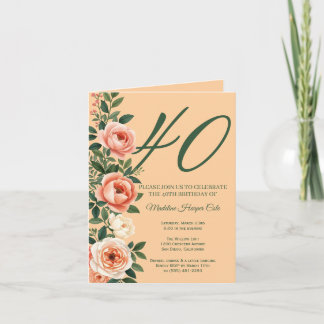 Elegant blomsterkant födelsedagsinbjudan inbjudan