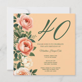 Elegant blomsterkant födelsedagsinbjudan spara datumet