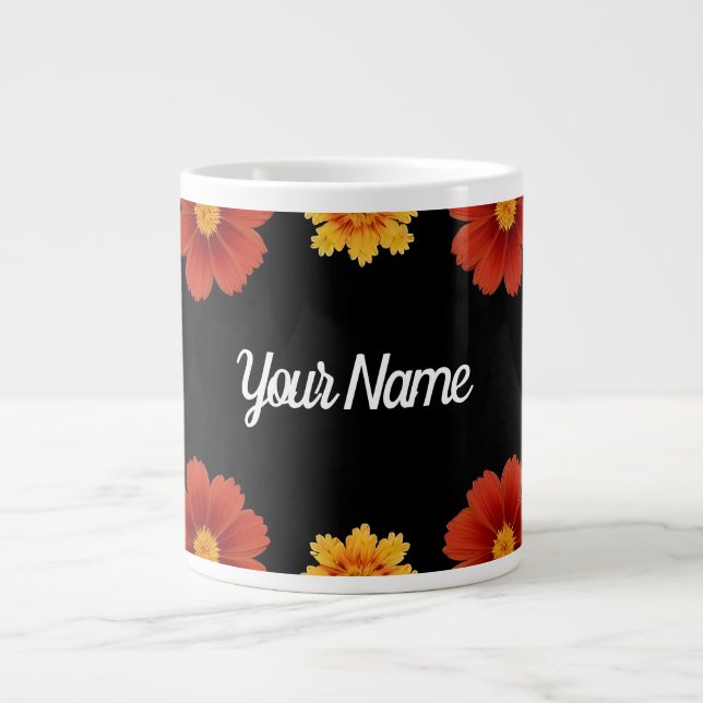 Elegant blomsterkant jumbo mugg (Framsidan)