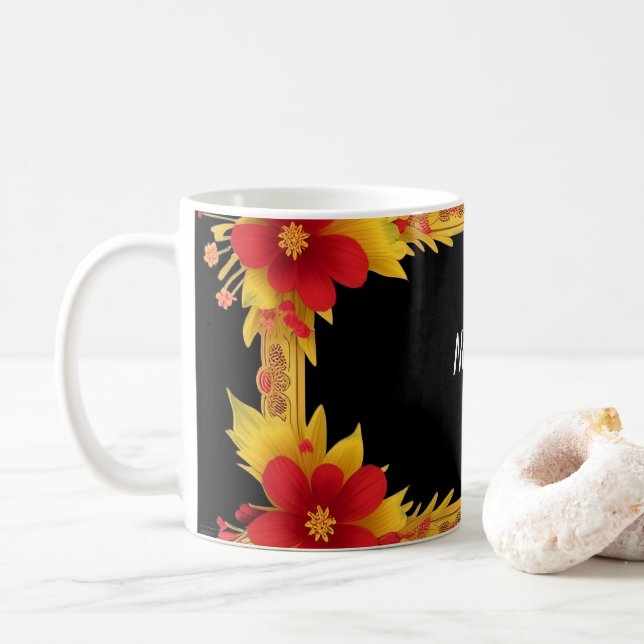 Elegant blomsterkant kaffemugg (Med munk)