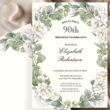 Elegant blomsterkant Kvinnas 90-årsdag