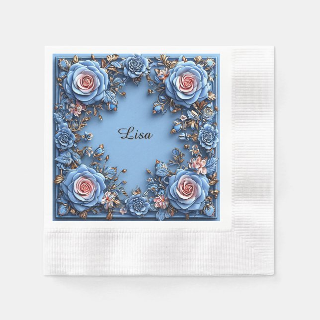 Elegant blomsterkant pappersservett (Framsidan)