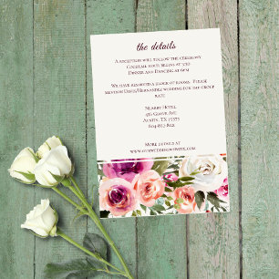 Elegant blomsterkant Rosa rosaton Lila Persika Vit Tilläggskort