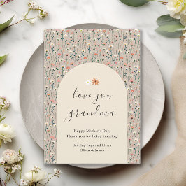 Elegant blomsterkärlek du mormor mors dag-kort julkort