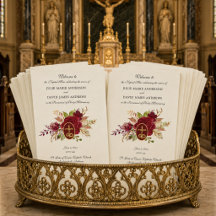 Elegant blomsterkatolsk latinsk bröllopsprogram fö