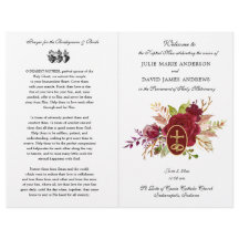 Elegant blomsterkatolsk latinsk bröllopsprogram fö
