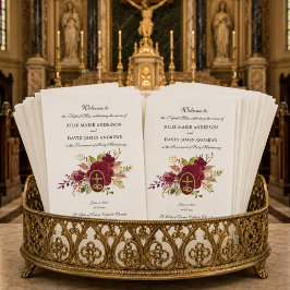 Elegant blomsterkatolsk latinsk mässa bröllopsprog