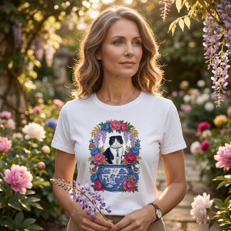 Elegant blomsterkatt t shirt
