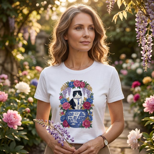 Elegant blomsterkatt t shirt (Skapare uppladdad)