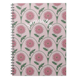 Elegant blomsterklipp & anpassat namn på dammig ro anteckningsbok