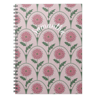 Elegant blomsterklipp & anpassat namn på dammig ro anteckningsbok