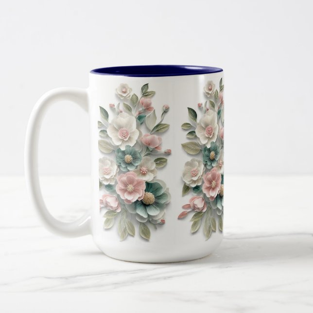 Elegant blomsterkonst kaffemugge Två-Tonad mugg (Vänster)