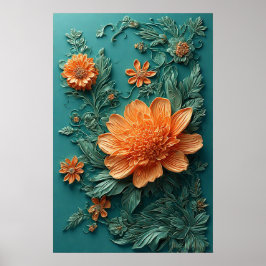 Elegant blomsterkonst med orange blommor poster