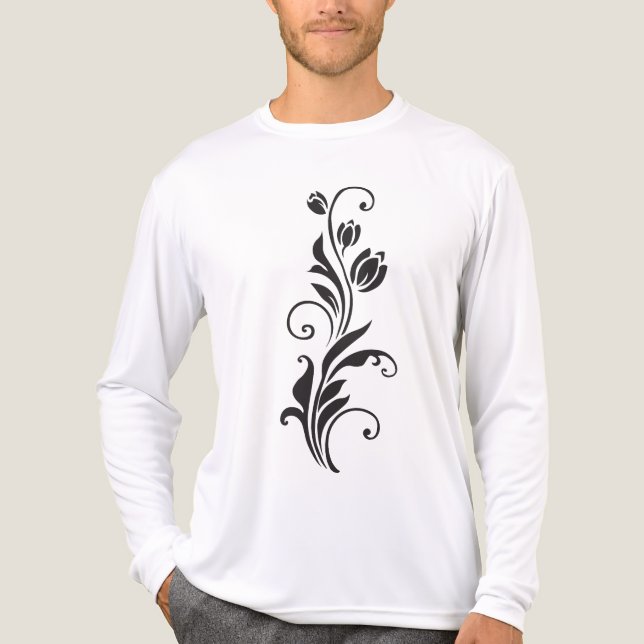 Elegant Blomsterkonst Prydnadsblommor Blommig Kons T Shirt (Framsida)