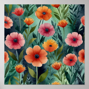 Elegant blomsterkonstaffisch poster