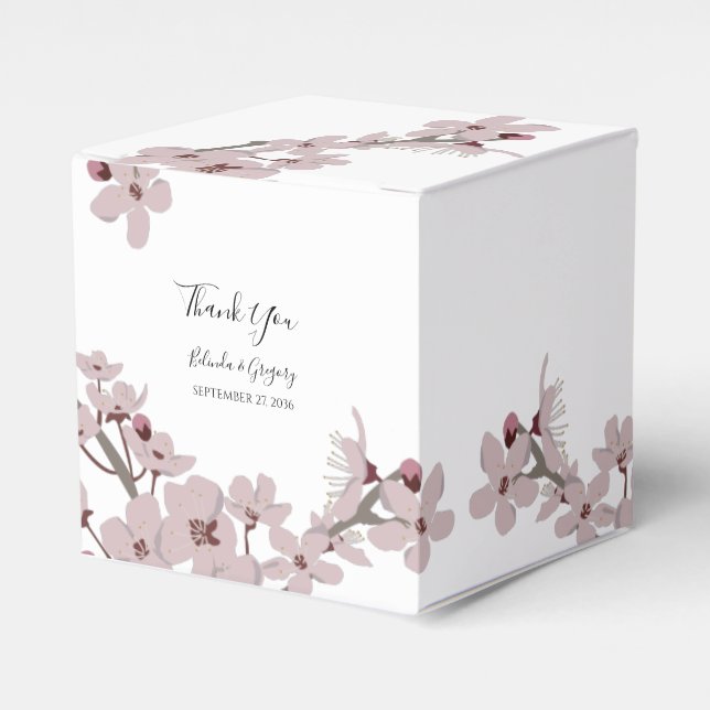 Elegant blomsterkörsbärsblomning bröllop presentaskar (Framsidan Sidan)