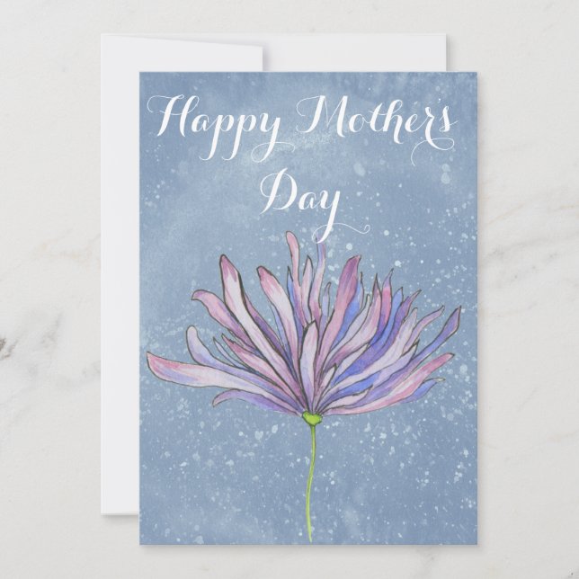 Elegant blomsterkort för mors dag Blå Julkort (Framsida)