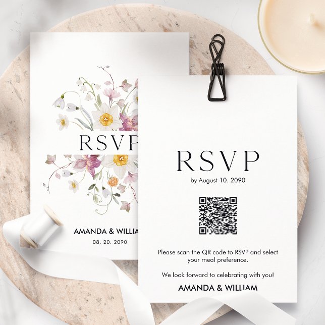 Elegant blomsterkort för RSVP för bröllop OSA Kort (Skapare uppladdad)