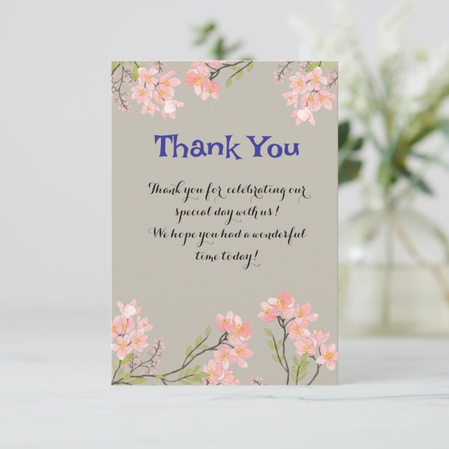 Elegant blomsterkort för tack med personlig text (Stående Fram)