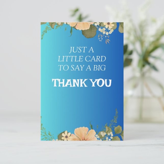 Elegant blomsterkort för tack med personlig text (Stående Fram)
